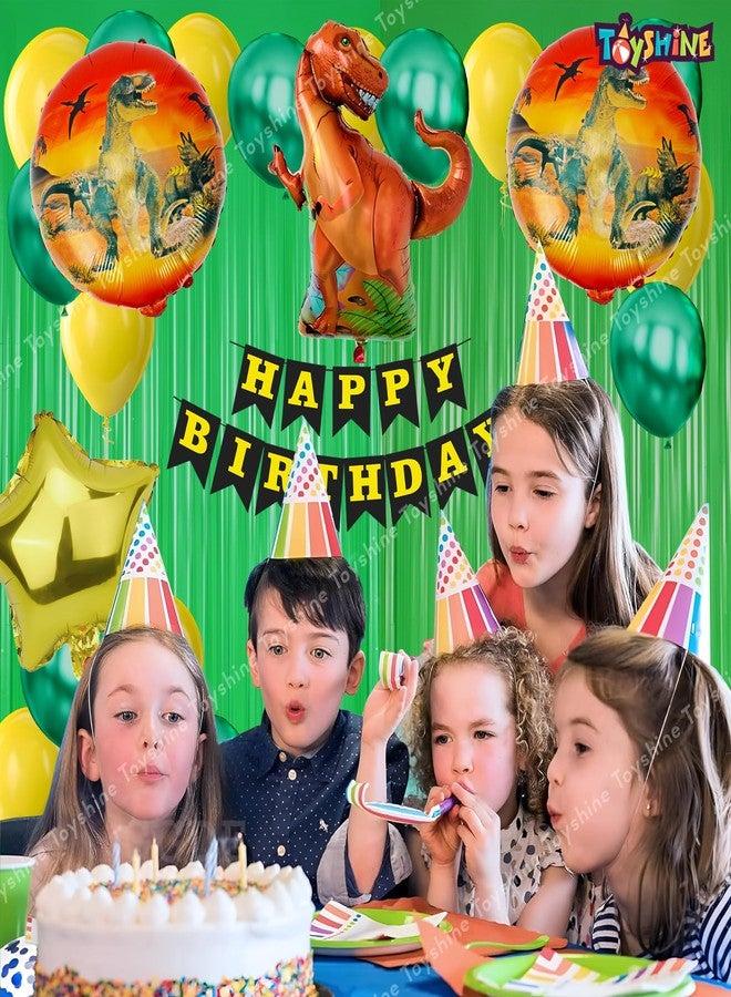 Toyshine Pack of 61 Happy Birthday Dinosaur Party Decoration Foil Balloon Set Combo for Kids Birthday, Chiller Party, Theme Party Decoration Items - Brown - Image 2
